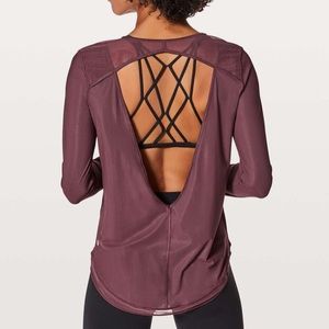 Lululemon Mix & Mesh Long Sleeve open back mesh 10 shirt
